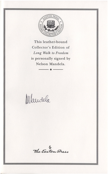 Nelson Mandela Signed Luxury First Edition of His Celebrated Autobiography ''Long Walk to Freedom'' -- Near Fine Plus Condition